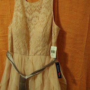 Pink Prom Dress with Ruffles and Glitter